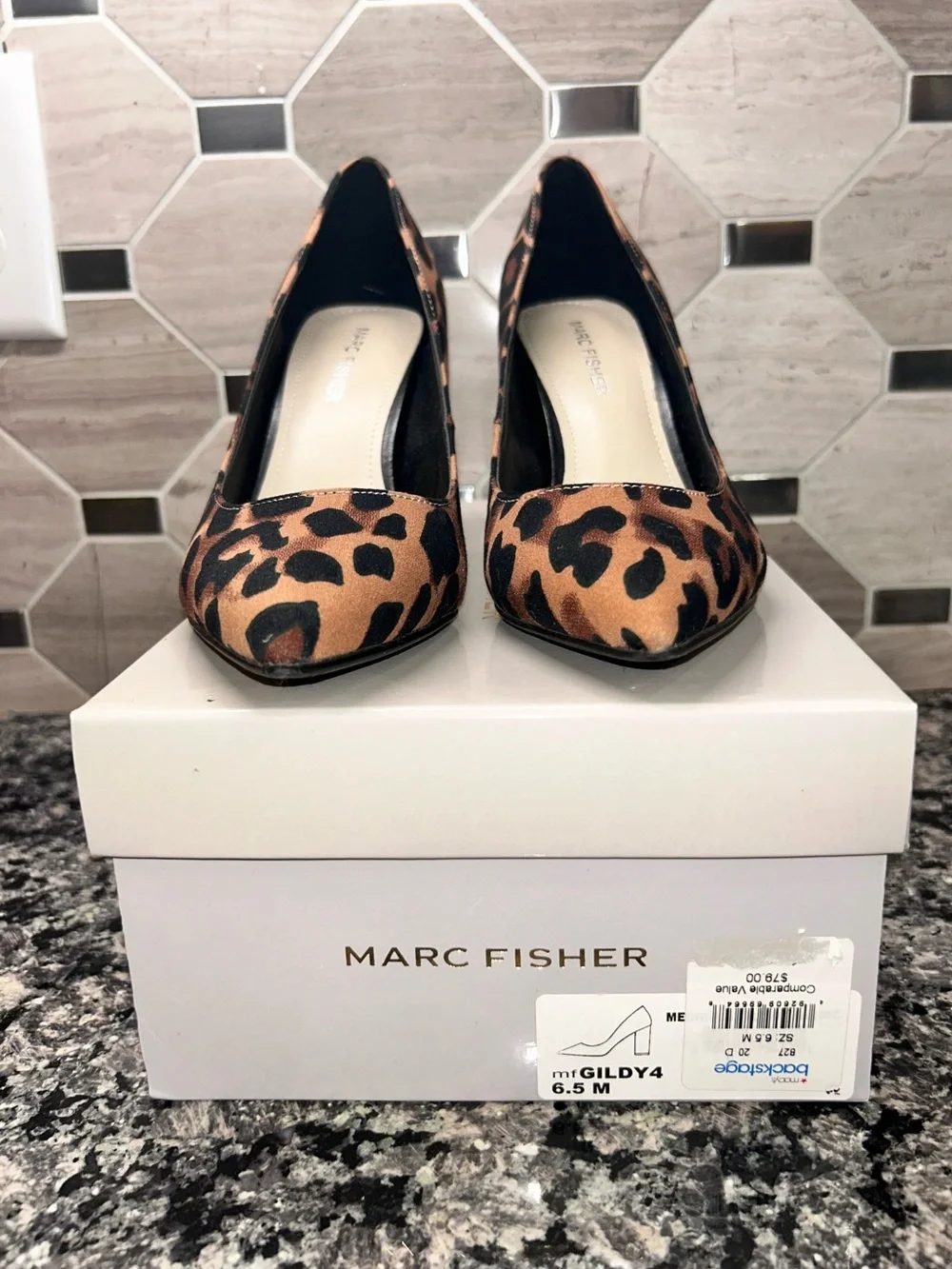 Marc Fisher Leopard Print Pointed Toe Block Heels Size 6.5M